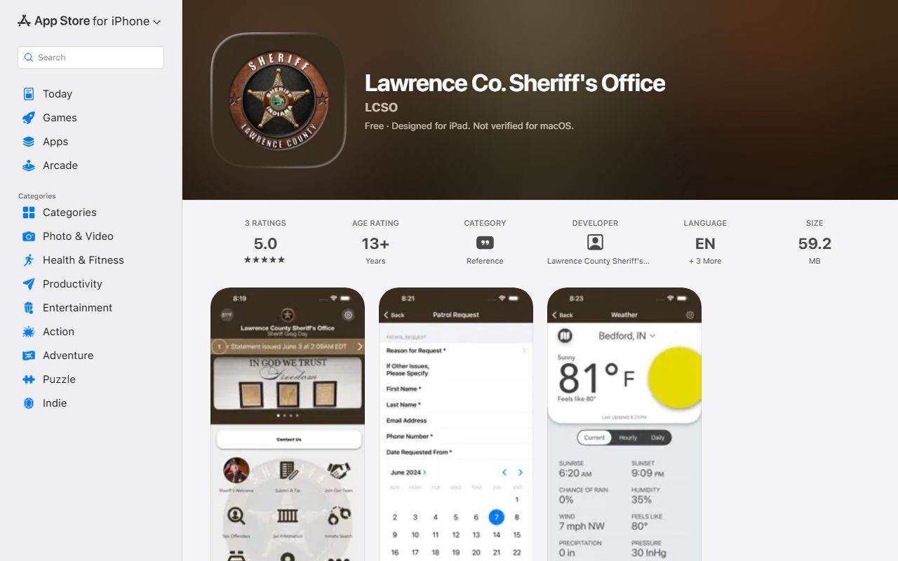 Lawrence County inmate records sheriff app listing