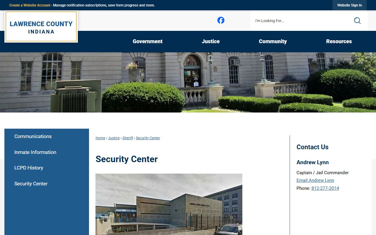 Lawrence County Security Center inmate lookup overview