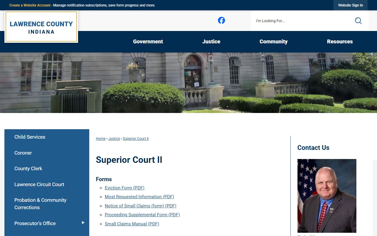 Lawrence County court records after arrest Superior Court II office information